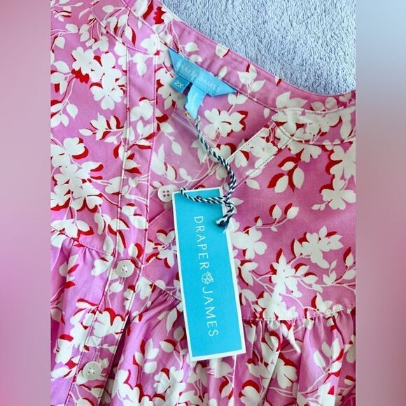 DRAPER JAMES NWT Button Down Top in Pink Shadow Floral size 2x - Picture 9 of 9